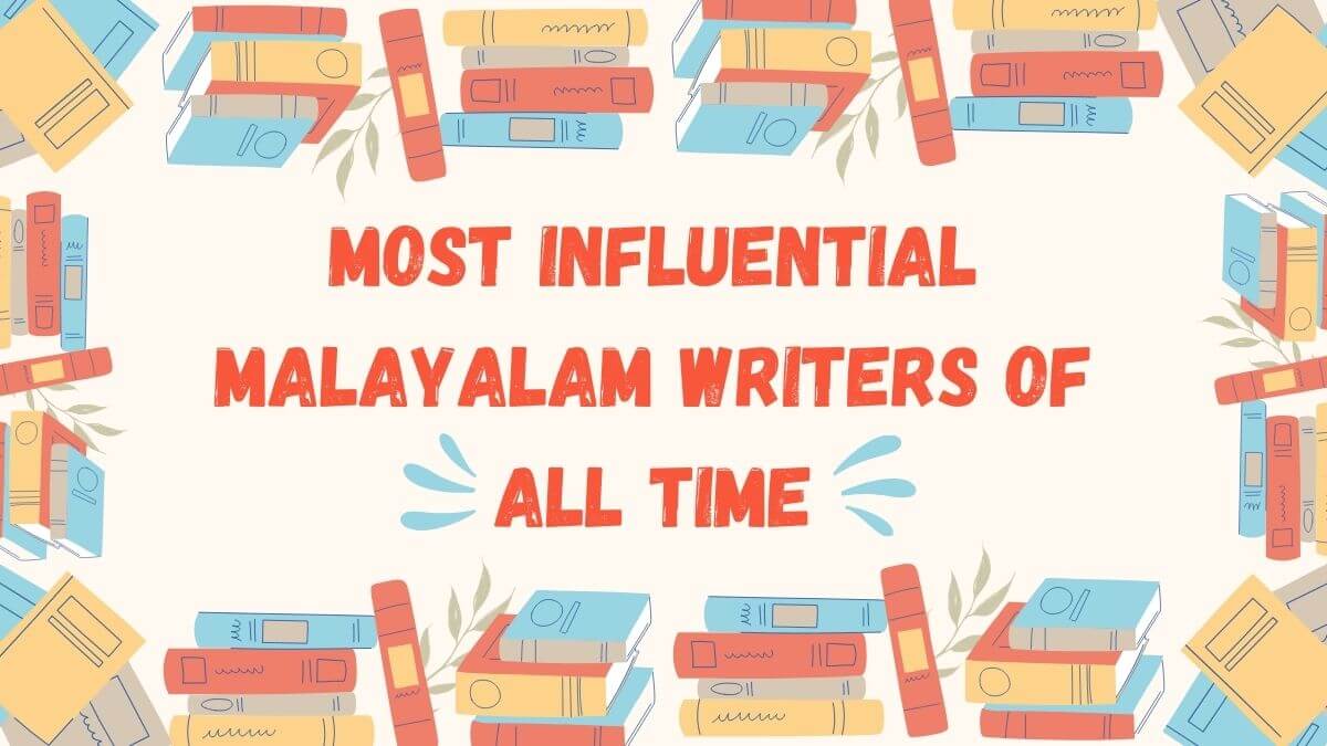 Timeline illustration of influential Malayalam authors.